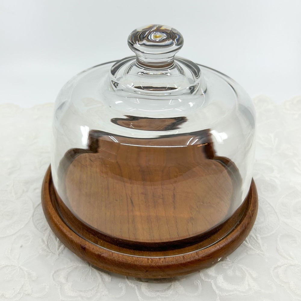 Vintage Glass Cheese Board Cloche Dome Desert Cover Gailstyn-Sutton